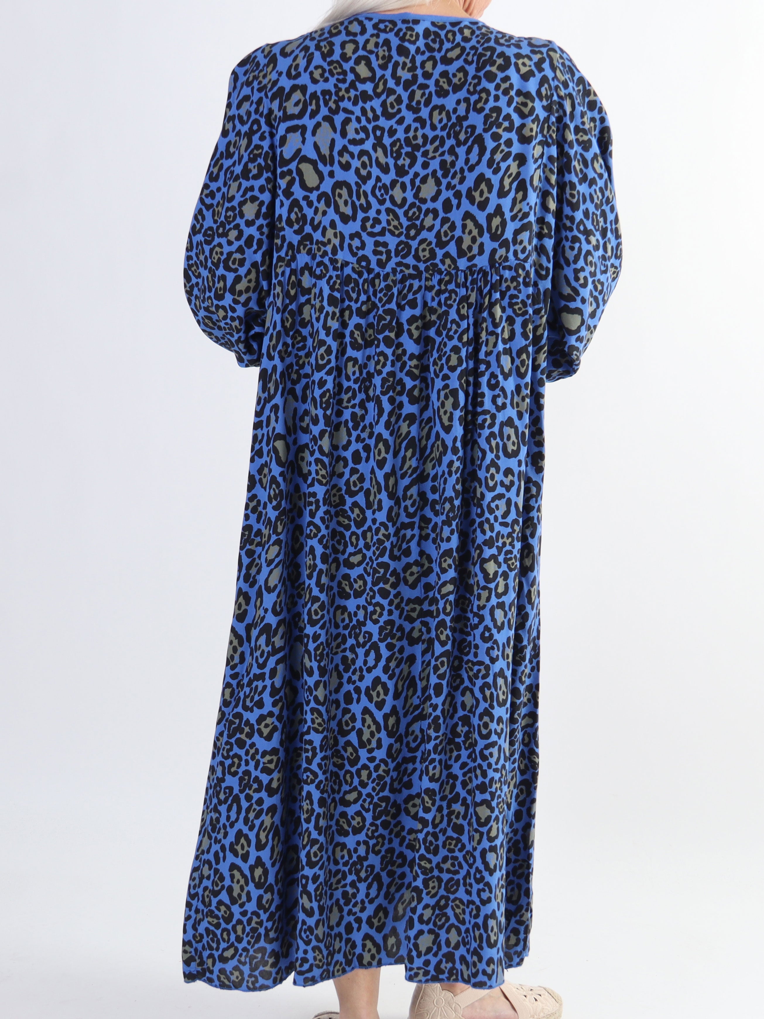 Rebecca - Lang plus size tunikakjole i leopardprint